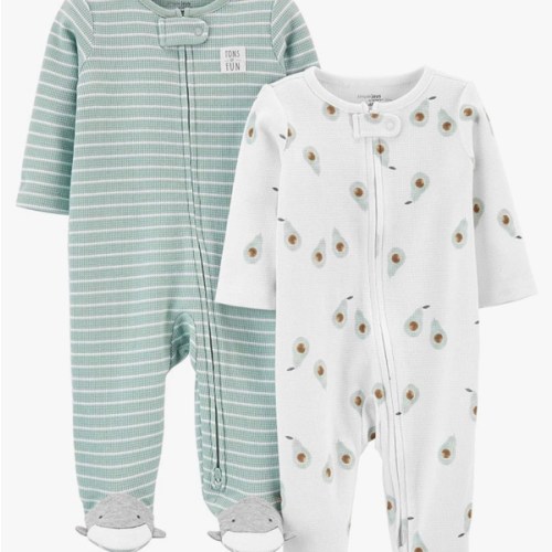 3-6 M, Simple Joys by Carter's unisex-baby 2-way Zip Thermal Footed Sleep and Play, Pack of 2