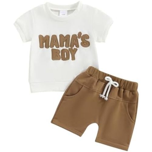 Toddler Baby Boy Summer Clothes Mamas Little Boy Short Sleeve T Shirt Tops Infant Rolled Stretch Shorts Set