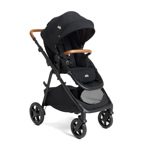 Joie Ginger 4-in-1 Convertible Pramette and Stroller with A Deep Recline, Height Adjustable seat, All-Terrain Wheels, Extra Storage  for Newborns and Toddlers (Shale Dark)