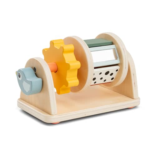 Spinner activity toy – Birdee – Colour Mix – Sensory Wooden Baby Toy with Mirror & Beads – Tactile & Visual Stimulation – Non-Tip Base – For Ages 3 Months+ – 18.5 x 11.5 x 10.5 cm (7.3 x 4.5 x 4.1 in)