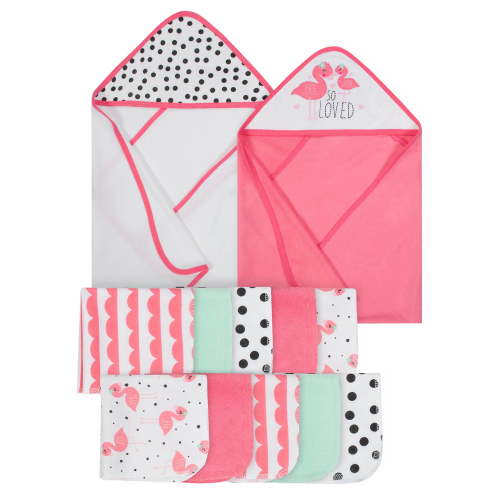 Gerber Baby Girl Hooded Towels & Washcloth Set, 12pc