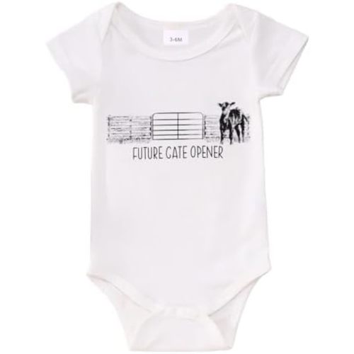 SOFEON Future Gate Opener Baby Onesie Newborn Farm Cow Bodysuit Romper Infant Boy Girl Cute Country One-Piece Clothes 0-18M