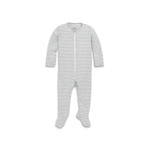 Baby Organic Zip Footie In Stripe, 0-3M