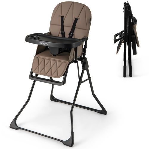 BABY JOY Foldable High Chair, Portable Highchairs for Babies and Toddlers with 3-Position Adjustable Tray & Footrest
