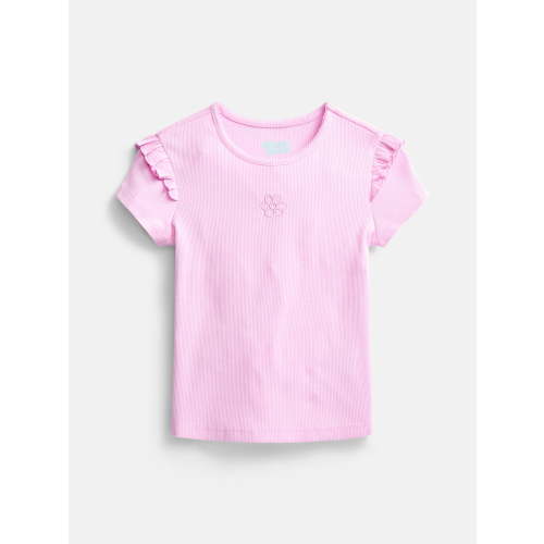 Wonder Nation Little Girls Baby Tee with Ruffle Sleeves, Sizes 4-10