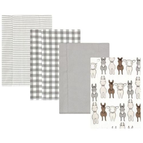 Hudson Baby Cotton Flannel Burp Cloths, Farm Friends Cream 4-pack, One Size