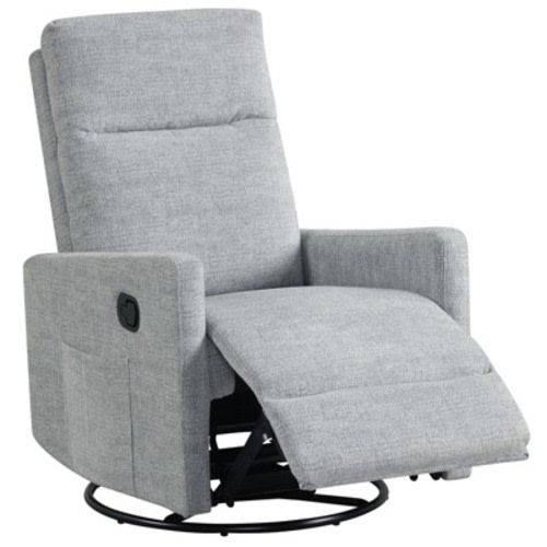 Costway 360° Swivel Rocking Chair with Cushioned Back, Seat & Footrest for Living Room Gray