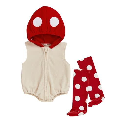 Thorn Tree Infant Baby Girl Boy Halloween Costume Sleeveless Hooded Romper and Long Socks Set Newborn Fall Outfit