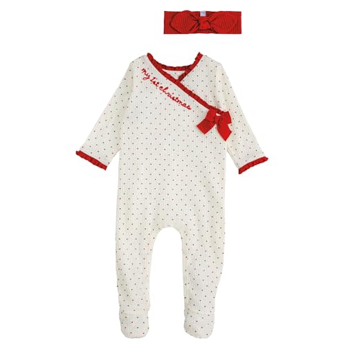 Mud Pie Baby Girls' Mud Pie Kids Christmas Dot My 1st Christmas Sleeper