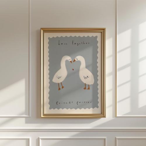 Twin Ducks Nursery Print, Twins Nursery Illustration Print, Twins Wall Art, Twins Baby Shower Gift, Nursery Wall Art, Twins Bedroom UNFRAMED - Etsy