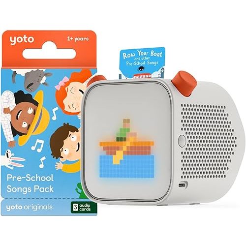 YOTO Player (3rd Gen.) + Pre-School Songs Bundle – Kids Bluetooth Audio Speaker, All-in-1 Screen-Free Device Plays Stories Music Podcasts Radio White Noise Room Thermometer Nightlight