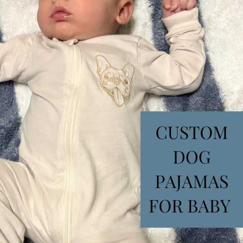 Custom Dog Embroidery Baby Pajamas: Personalized Pet Portrait Onesie