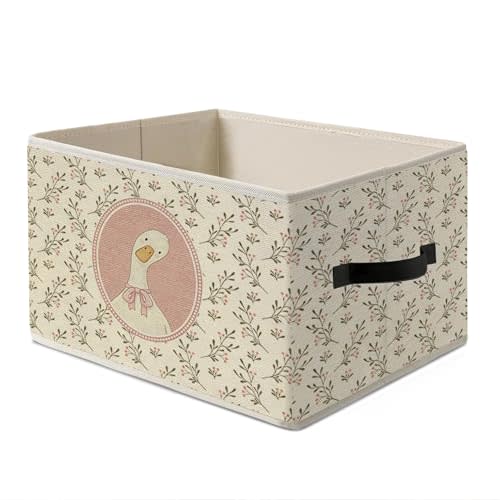 Girls Nursery Room Decor Storage Bins Box,Pink Girls Room Decor | Pink Rectangular Goose Collapsible Basket Organizer for Kids Bedroom Bathroom Toys Books Clothes Playroom Essentials