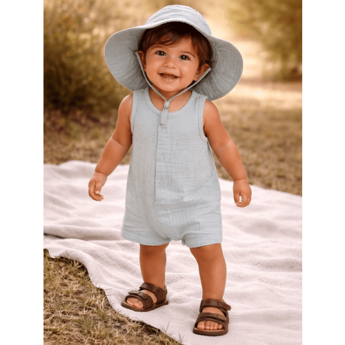 Sleeveless Shortie Romper, Jadeite