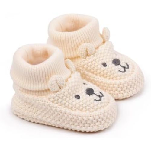 Infant Baby Boys Girls Knitted Booties Soft Cute First Walking Socks Winter Comfortable Warm Indoor Shoes 0-12M