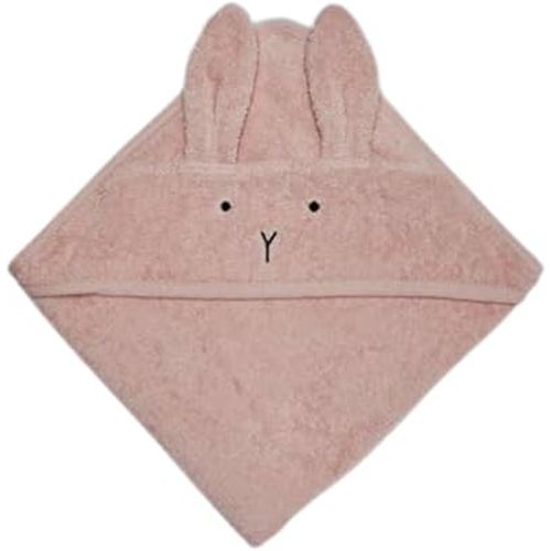 Denmark Premium Organic Cotton Baby Bath Towel – Hooded Toddler and Baby Towels for Newborn Girl and Boy – Super Soft and Absorbent, 32 x 32 (Rabbit - Blush)