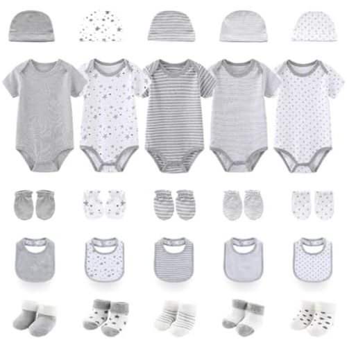 Newborn Baby Layette Gift Set 25-Piece Infant Boy Girl Clothes Essentials and Accessories 0-12 Months