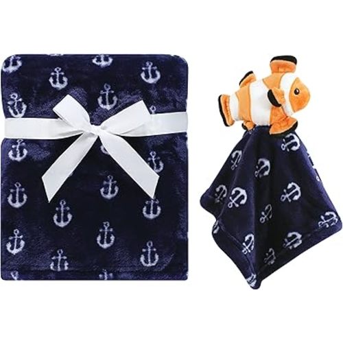 Hudson Baby Unisex Baby Plush Blanket with Security Blanket, Clownfish, One Size
