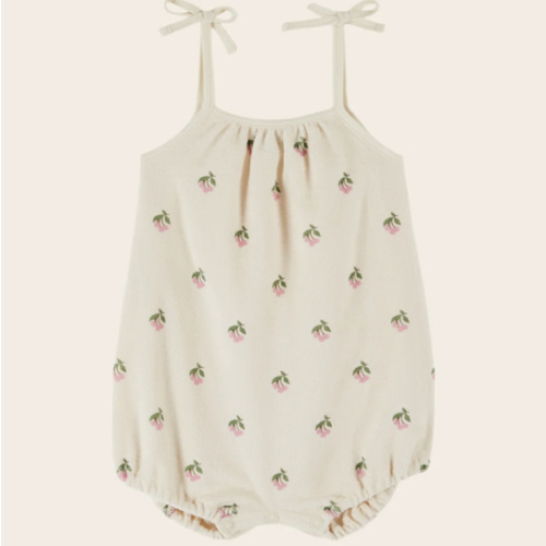 Cherry Terry Baby Romper