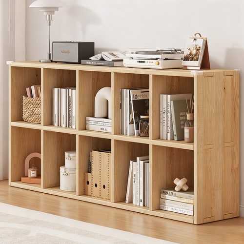 10 compartment Solid Wood Mortise-And-Tenon Bookshelf, Multi-Compartment Storage Rack – Woodartdeal