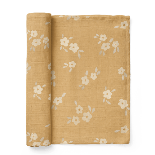 Buttercup Swaddle - yellow watercolor floral muslin blanket – Mini Wander