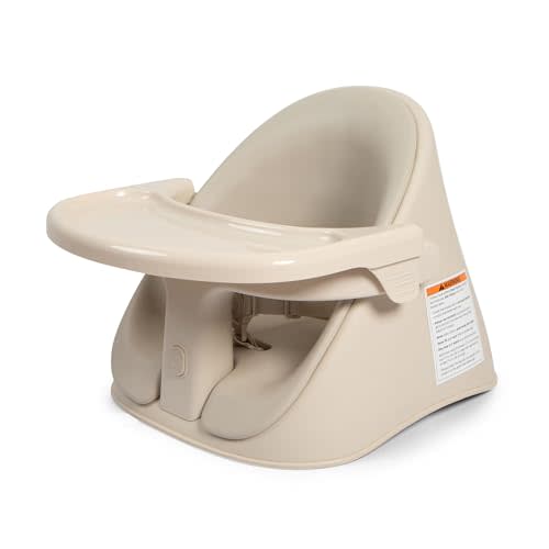 Boppy Proper Posture Floor and Booster Seat, Oatmeal, Ergonomic Infant Seat for Ideal Posture & Hip Alignment, Adjustable for 4-36 Months, Converts from Floor Seat to Booster, Dishwasher-Safe Tray