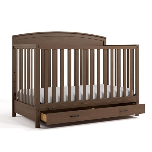 Graco Benton 5-in-1 Convertible Crib with Drawer (Hazelnut) – GREENGUARD Gold Certified, Converts from Baby Crib to Toddler Bed, Daybed and Full-Size Bed, Full-Size Nursery Storage Drawer