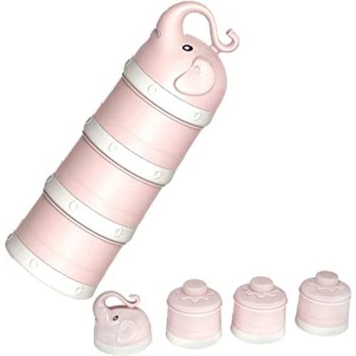 Baby Milk Powder Formula Dispenser, Stackable Formula Dispenser Container Mixie Bottle for Travel, Large Capacity Formula Holder and Snack Storage, Non-Spill, Powder Leakage Free, BPA Free (Pink)