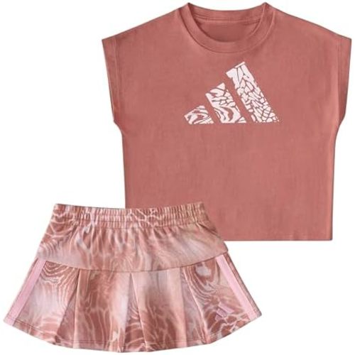 adidas baby-girls Sleeveless Box Top and Aop French Terry Skort Set