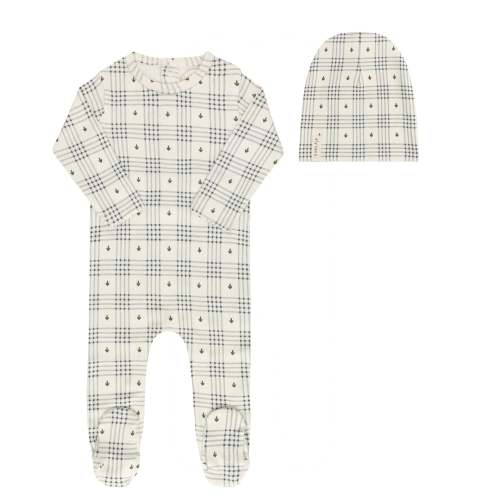 Cotton Floral Plaid Collection - Footie + Beanie