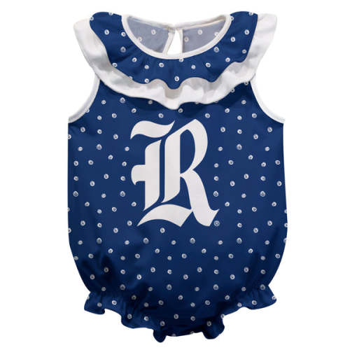 Rice University Owls Swirls Blue Sleeveless Ruffle One Piece Jumpsuit Logo Bodysuit by Vive La Fete