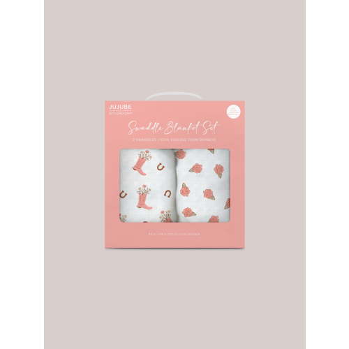 JuJuBe x Studio Oh! 2-Pack Square Swaddle Blanket Set - Bloomin' Boot