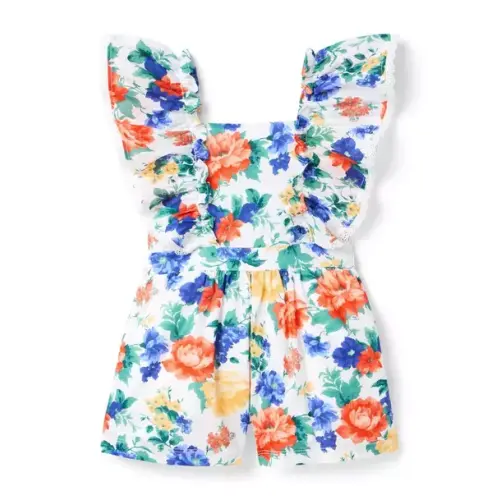 Girl White Floral Floral Crochet Trim Romper by Janie and Jack