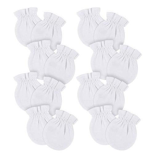 Gerber Baby Girls 8-pack And No Scratch Mittens, White, 0-3 Months 8-pack US