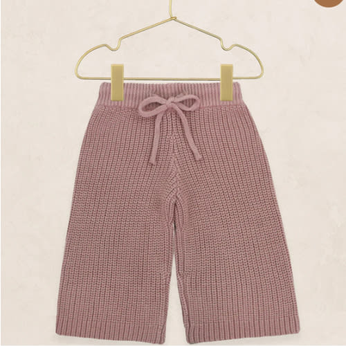 Knit Chunky Wide Leg Pants - Mauve