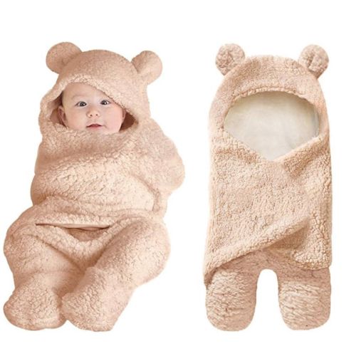 XMWEALTHY Cute Newborn Baby Boys Girls Blankets Plush Swaddle Blankets Brown