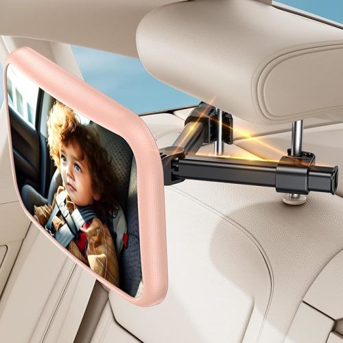 Baby Car Mirror for Car Seat Safely Mirror Hook Clip Design for Rear Facing Infant Newborn 360° Rotation Baby Backseat Mirror with Wide Clear View, Shatterproof, Easy Install Baby Essentials