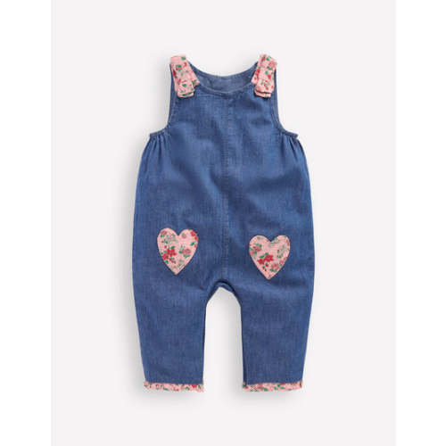 Chambray Romper-Chambray Floral Hearts | Boden USA