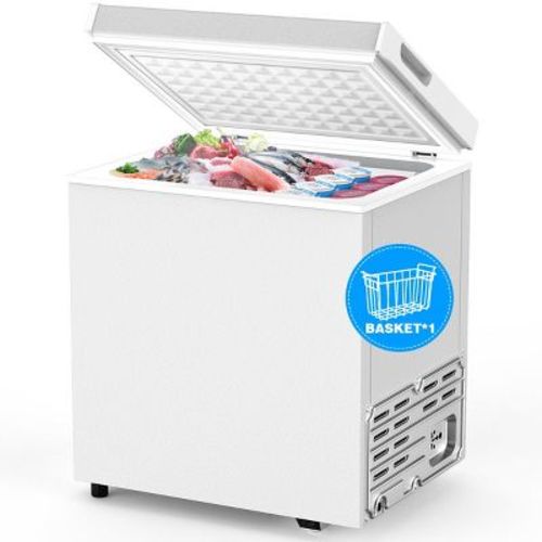 Kismile 1.8 Cu.Ft Deep Freezer, Chest Freezer with One Baskets,Energy Saving and Low Noise,7 Temperature Settings (White)