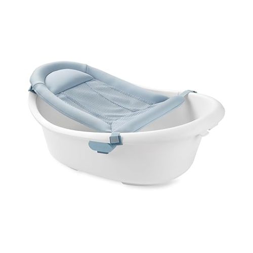 Skip Hop Baby Bath Tub 4-in-1 Grow with Baby Infant to Toddler Bathtub with Supportive Sling and Sit-Up Support Wave Age 0m+