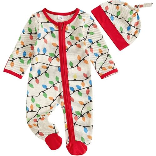 Christmas Baby Boy Outfit My First Christmas Lamp Waffle Knit Romper Onesie Newborn Fall Winter Clothes