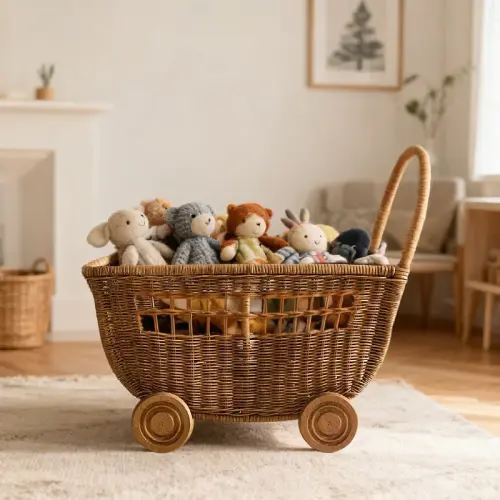 Vintage Woven Storage Cart
