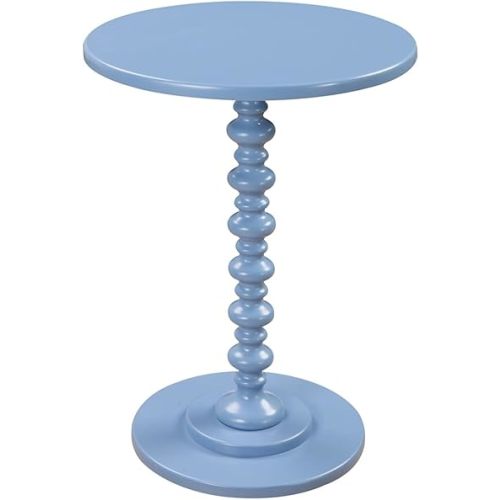 Convenience Concepts Palm Beach Spindle Table 17.75" - Traditional Round End Table for Living Room, Turned Solid Wood Side Table, Classic Display Pedestal Table, Blue