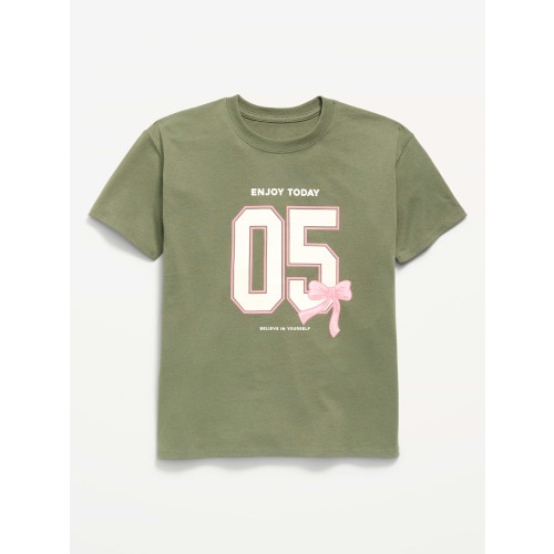 Oversized Short-Sleeve Graphic Tunic T-Shirt for Girls
