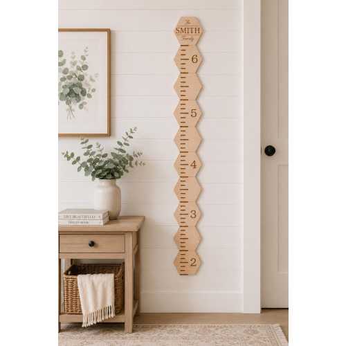 Personalized Wooden Growth Chart Ruler | Kids Height Chart | Family Growth Tracker | Nursery Wall Decor | Baby Shower Gift