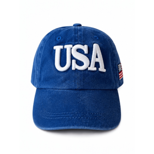 USA Kids Baseball Hat - Vintage Blue Patriotic Toddler Cap – SpearmintLOVE