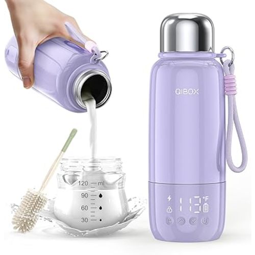 Portable Bottle Warmer for Travel - 3Min Fast Heating of Breast Milk and Formula, 36W Fast Charge, 17 Ounces Large Capacity, Baby Bottle Warmer On The Go for Outdoor Airplane and Car