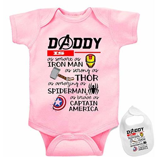 Daddy is ..Superhero -Cute Funny Novelty Shirt Baby Bodysuit Outfit Onesie & Bib
