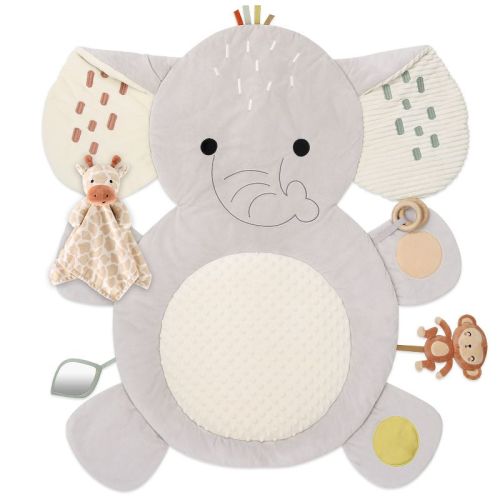 The Peanutshell Tummy Time Mat and Baby Lovey Security Blanket- Safari Elephant