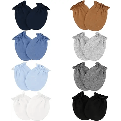 8 Pairs Baby Mittens No Scratch, Skin-friendly Cotton Newborn Infant Gloves, Baby Girl Boy Must Haves Essentials 0-6 Months